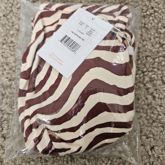 NWT Andie Swim The Portofino Bikini Top in Striped Truffle Animal Print M - Picture 2 of 11